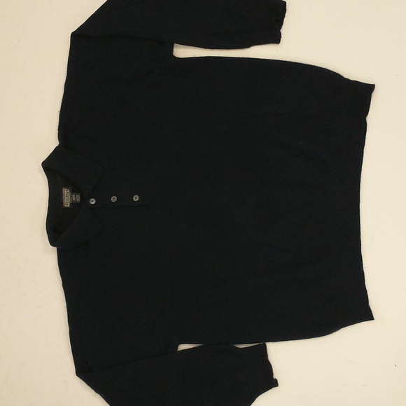 Cashmere Pullover Soft Wool Lightweight Polo Sweater Dark Navy Blue 49